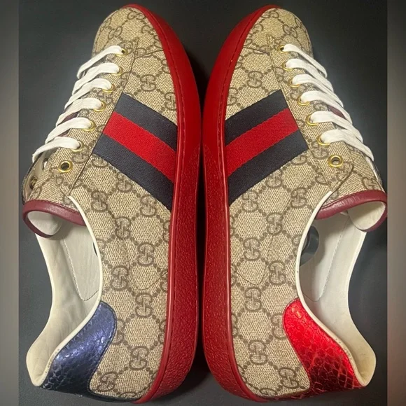 GUCCI ACE GG SUPREME RED SNEAKER | SIZE 8G 9US | 429445 - Picture 7 of 13